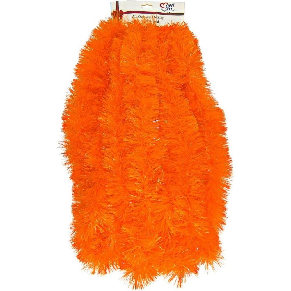 COPY - Orange Seasonal Holiday Tinsel Garland 25 ft, Chri